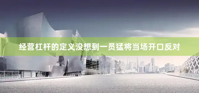 经营杠杆的定义没想到一员猛将当场开口反对